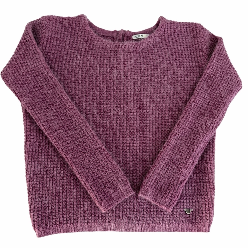ORFEO PARIS Pink Knit Crewneck Sweater with Back Buttons s/m